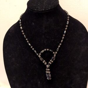 Hematite & Silver Toned Textured Beads Magnetic Necklace can be worn as Bracelet